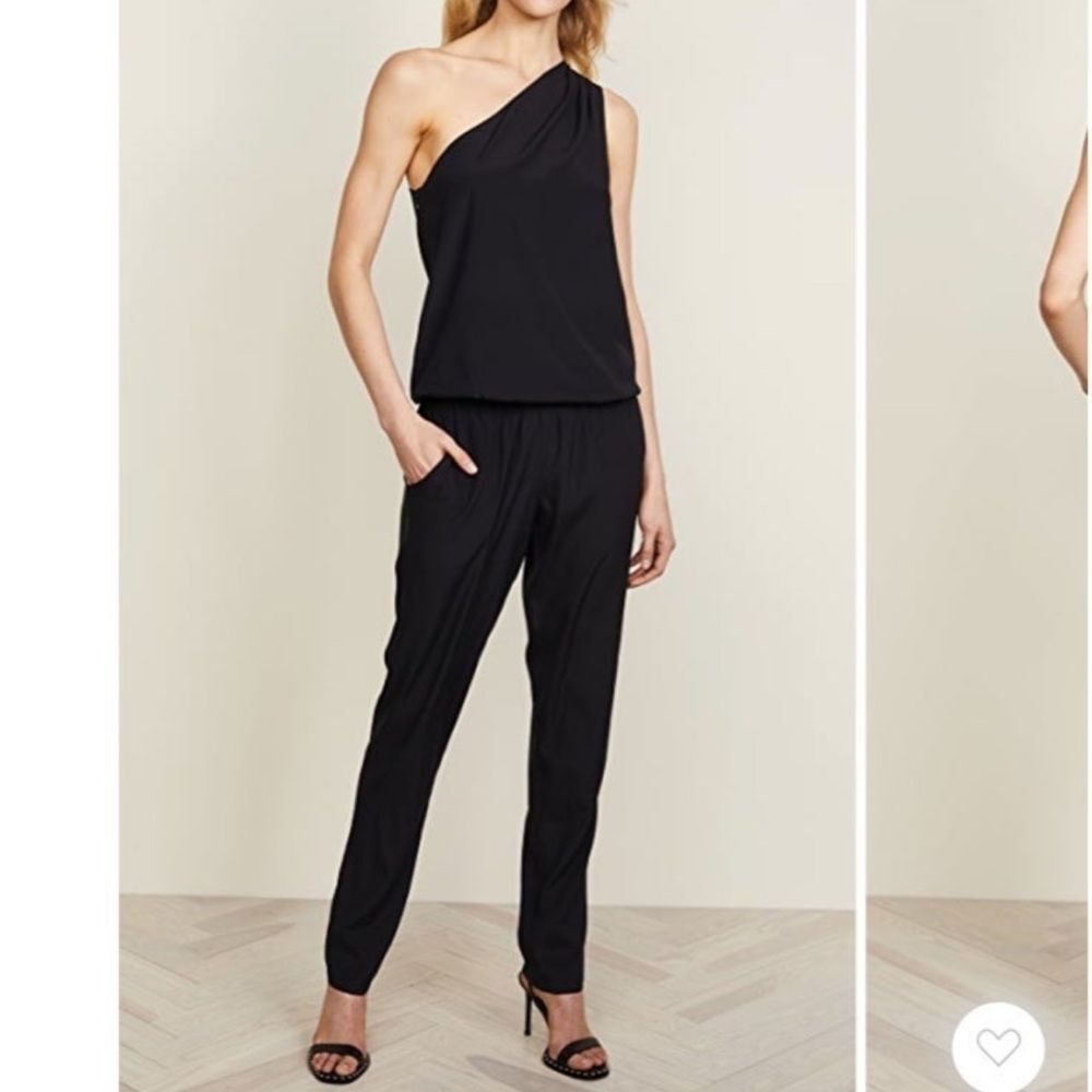 Ramy Brook Lulu  Black Silk One Shoulder Jumpsuit, Size XS - Picture 12 of 12